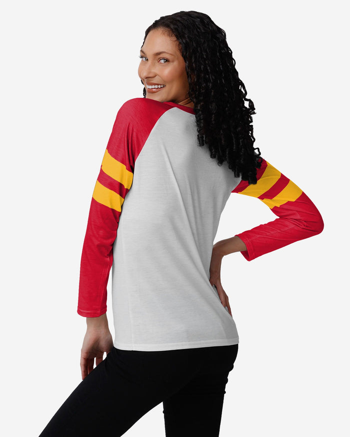 Kansas City Chiefs Womens Big Logo Long Sleeve Henley FOCO - FOCO.com