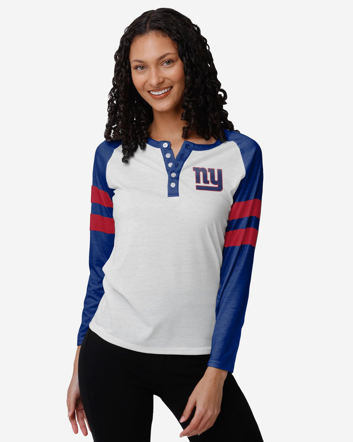 New York Giants Womens Big Logo Long Sleeve Henley FOCO S - FOCO.com