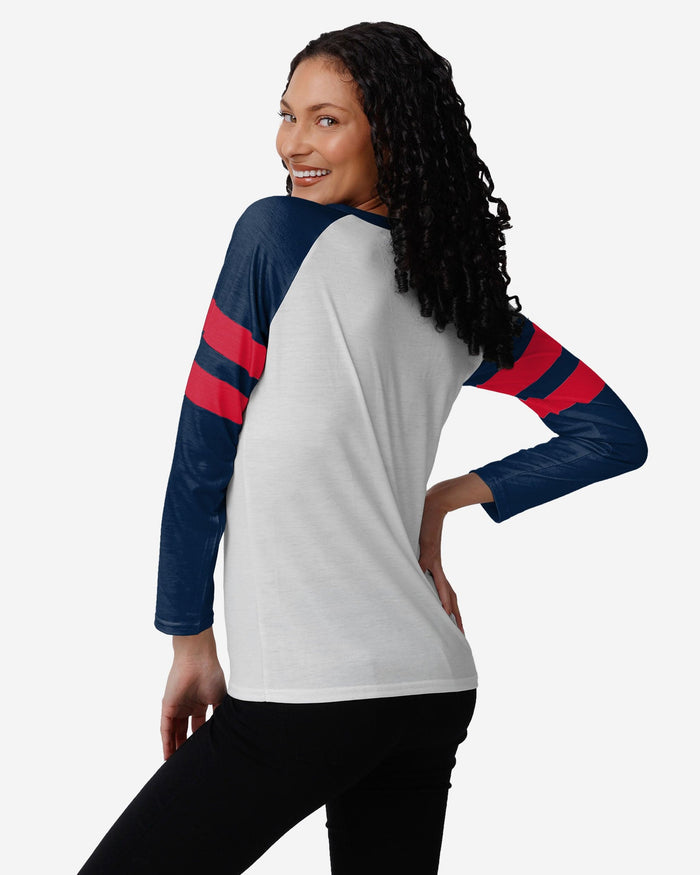 New England Patriots Womens Big Logo Long Sleeve Henley FOCO - FOCO.com