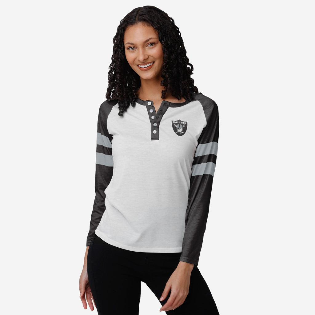 Las Vegas Raiders Womens Big Logo Long Sleeve Henley FOCO S - FOCO.com