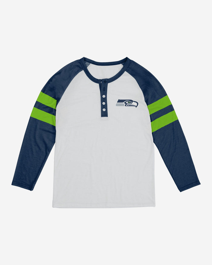 Seattle Seahawks Womens Big Logo Long Sleeve Henley FOCO - FOCO.com