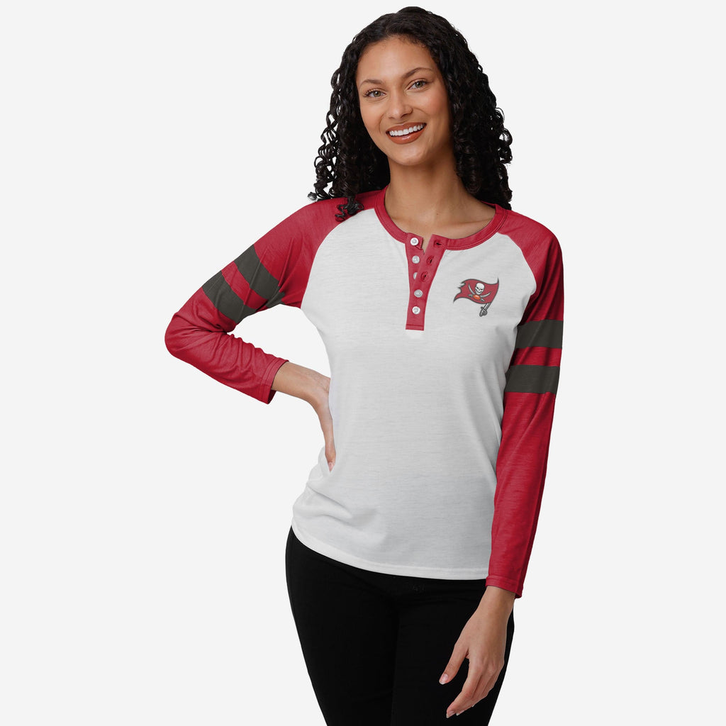 Tampa Bay Buccaneers Womens Big Logo Long Sleeve Henley FOCO S - FOCO.com