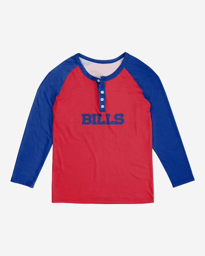 Buffalo Bills Womens Big Wordmark Long Sleeve Henley FOCO - FOCO.com