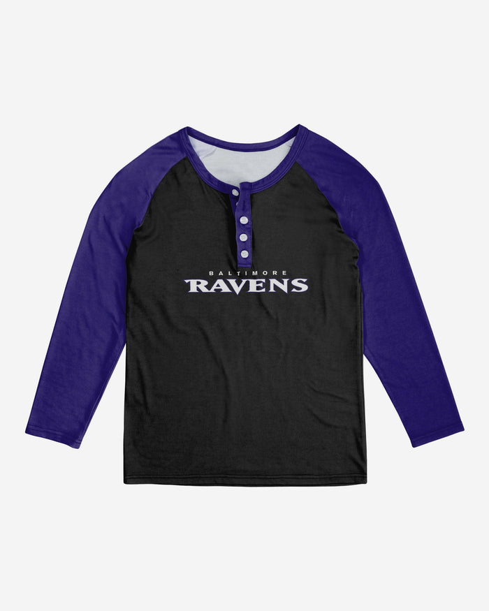 Baltimore Ravens Womens Big Wordmark Long Sleeve Henley FOCO - FOCO.com