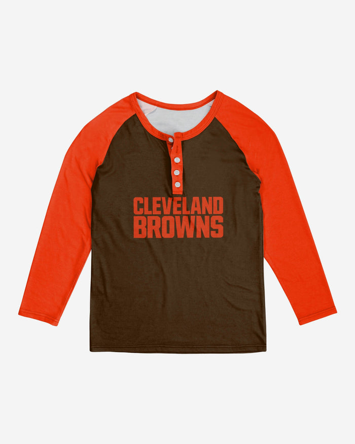 Cleveland Browns Womens Big Wordmark Long Sleeve Henley FOCO - FOCO.com