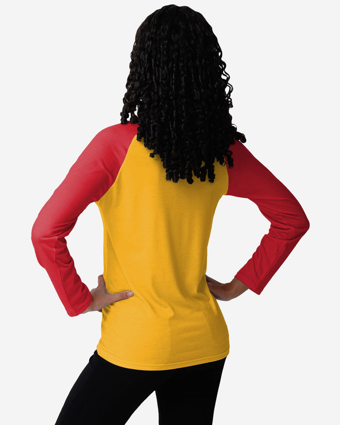 Kansas City Chiefs Womens Big Wordmark Long Sleeve Henley FOCO - FOCO.com
