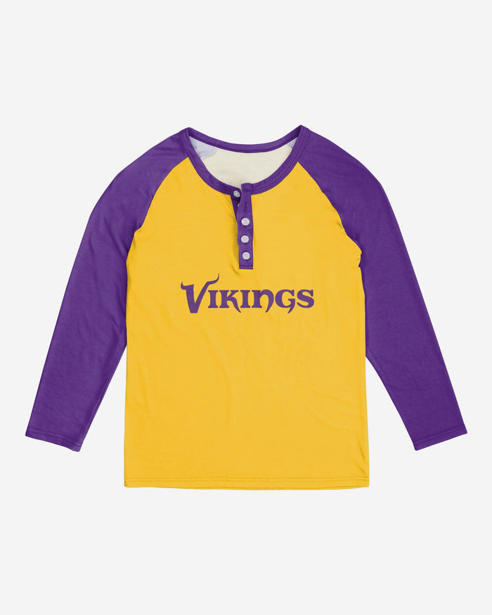 Minnesota Vikings Womens Big Wordmark Long Sleeve Henley FOCO - FOCO.com