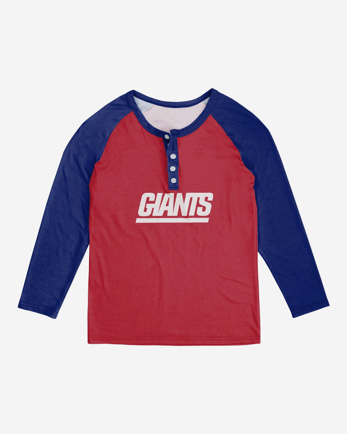 New York Giants Womens Big Wordmark Long Sleeve Henley FOCO - FOCO.com