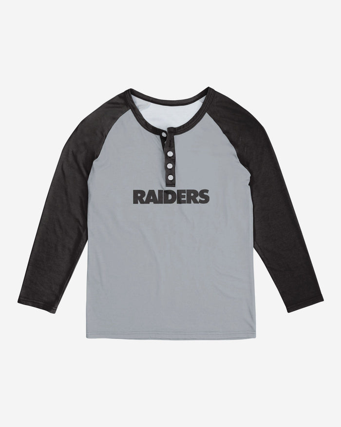 Las Vegas Raiders Womens Big Wordmark Long Sleeve Henley FOCO - FOCO.com