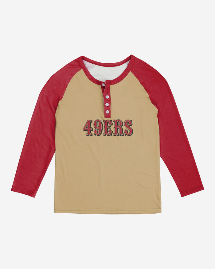 San Francisco 49ers Womens Big Wordmark Long Sleeve Henley FOCO - FOCO.com