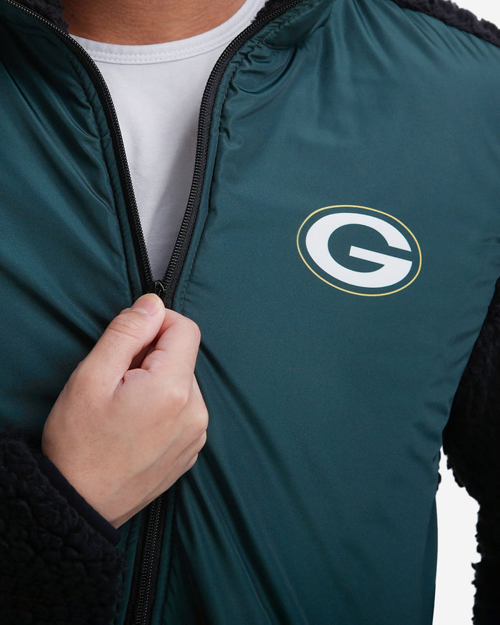 Green Bay Packers Sherpa Soft Zip Up Jacket FOCO - FOCO.com