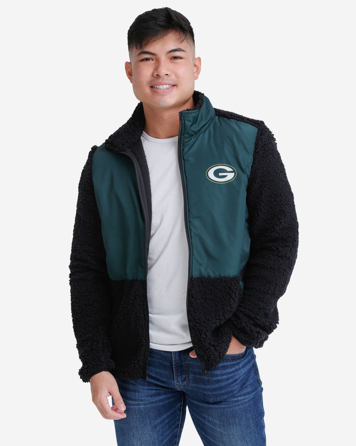Green Bay Packers Sherpa Soft Zip Up Jacket FOCO S - FOCO.com