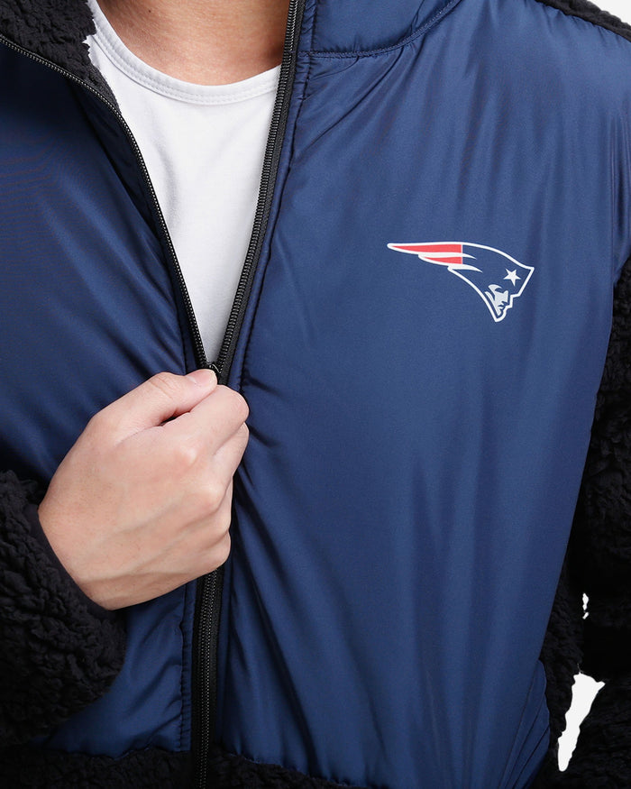New England Patriots Sherpa Soft Zip Up Jacket FOCO - FOCO.com