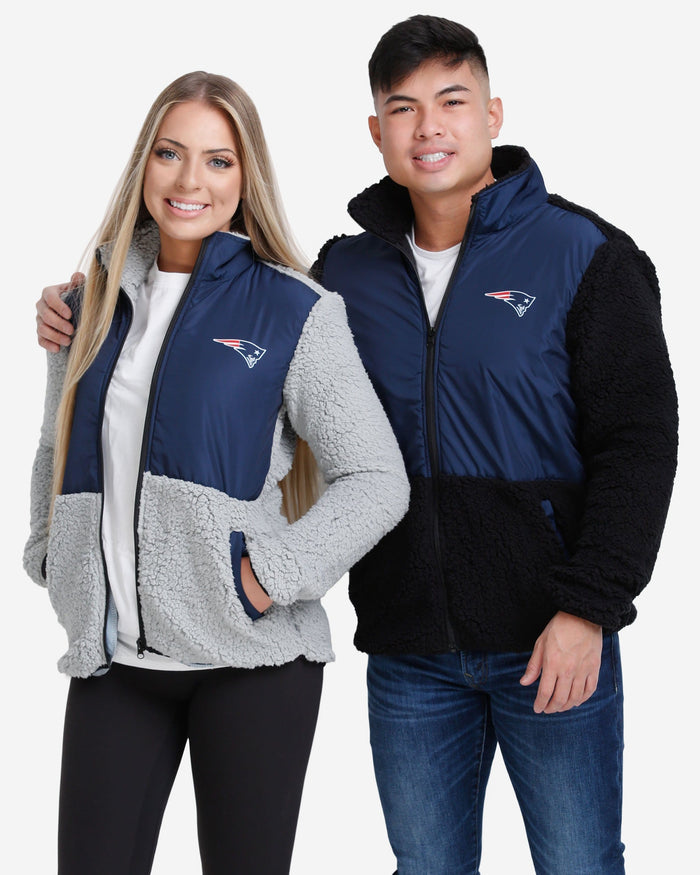 New England Patriots Sherpa Soft Zip Up Jacket FOCO - FOCO.com