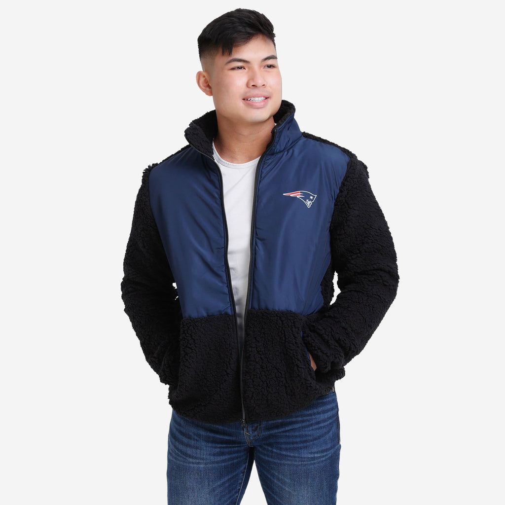 New England Patriots Sherpa Soft Zip Up Jacket FOCO S - FOCO.com