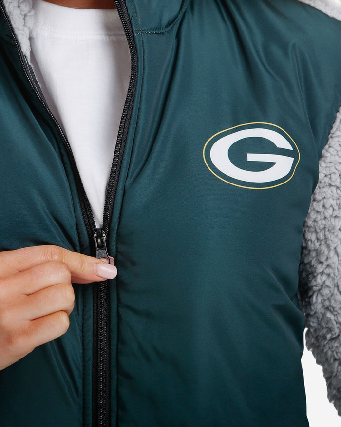 Green Bay Packers Womens Sherpa Soft Zip Up Jacket FOCO - FOCO.com