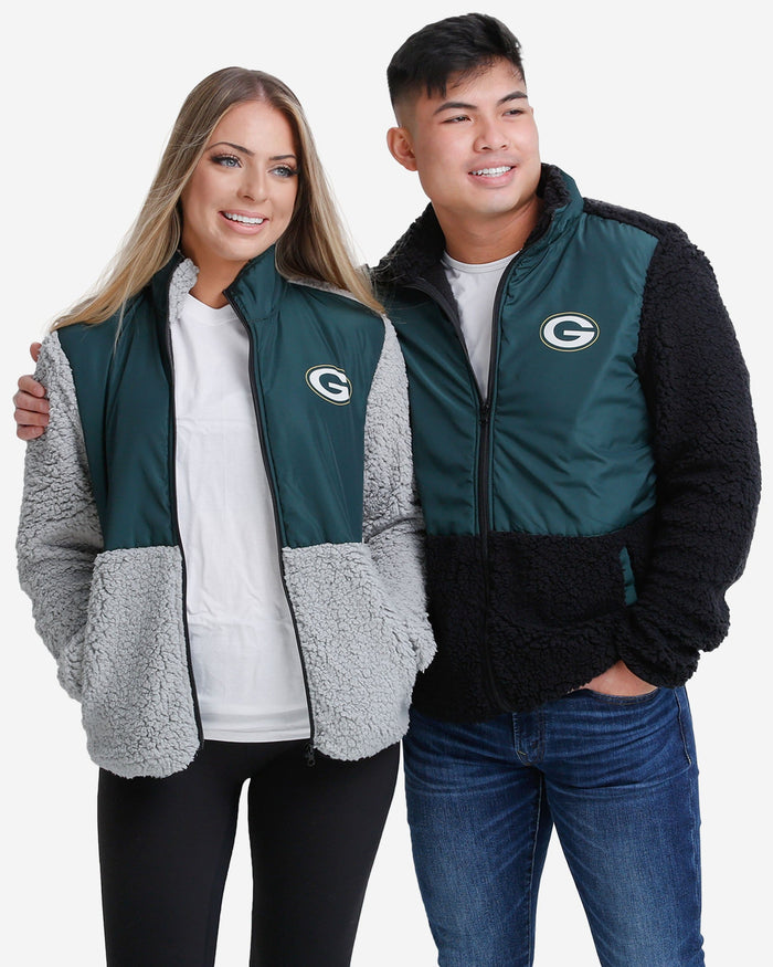 Green Bay Packers Womens Sherpa Soft Zip Up Jacket FOCO - FOCO.com