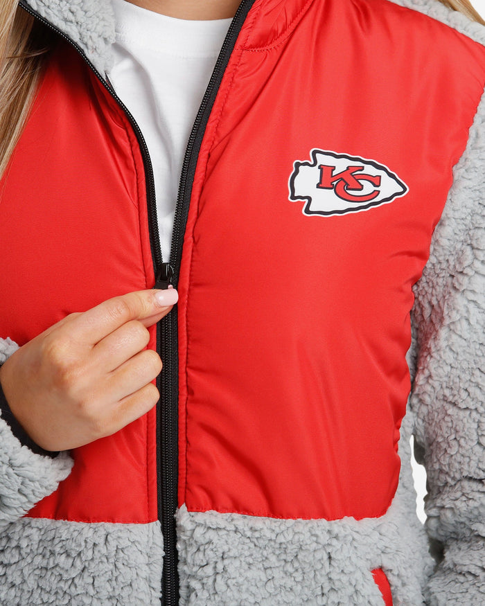 Kansas City Chiefs Womens Sherpa Soft Zip Up Jacket FOCO - FOCO.com
