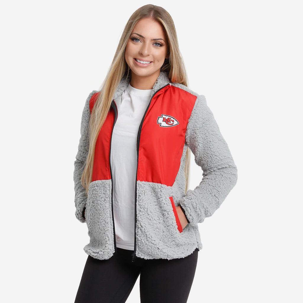 Kansas City Chiefs Womens Sherpa Soft Zip Up Jacket FOCO S - FOCO.com