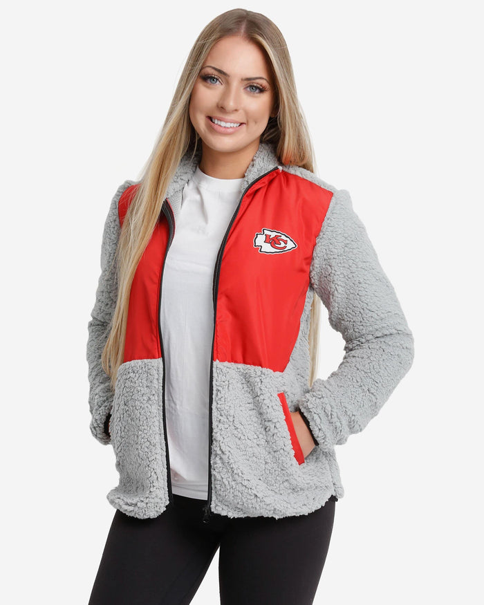 Kansas City Chiefs Womens Sherpa Soft Zip Up Jacket FOCO S - FOCO.com