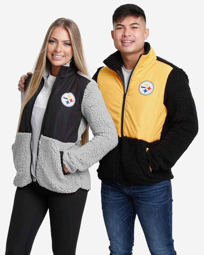 Pittsburgh Steelers Womens Sherpa Soft Zip Up Jacket FOCO - FOCO.com