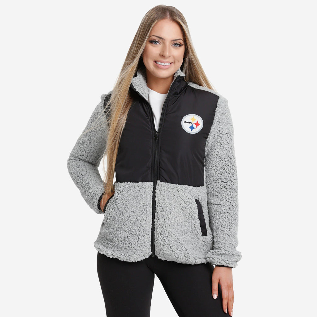 Pittsburgh Steelers Womens Sherpa Soft Zip Up Jacket FOCO S - FOCO.com