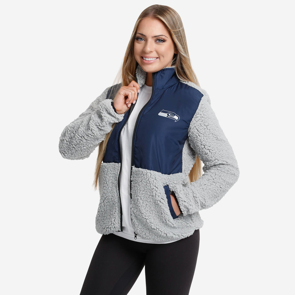 Seattle Seahawks Womens Sherpa Soft Zip Up Jacket FOCO S - FOCO.com