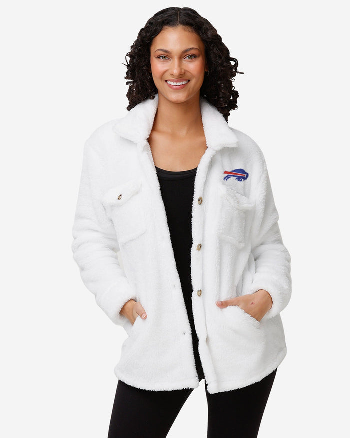 Buffalo Bills Womens White Sherpa Jacket, Size: L