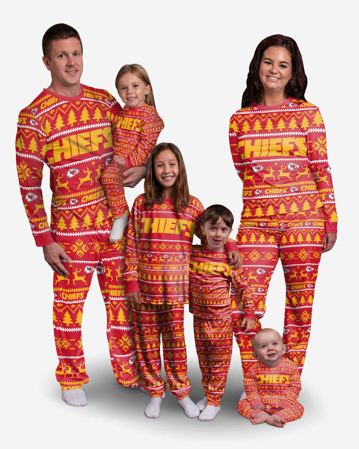 Kansas City Chiefs Youth Family Holiday Pajamas FOCO - FOCO.com