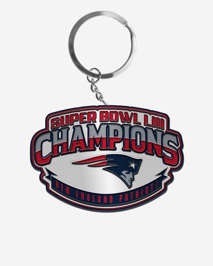 New England Patriots Super Bowl LIII Champions Metal Logo Keychain FOCO - FOCO.com