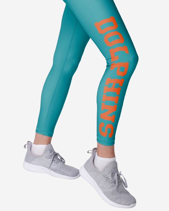 Miami Dolphins Womens Solid Big Wordmark Legging FOCO - FOCO.com