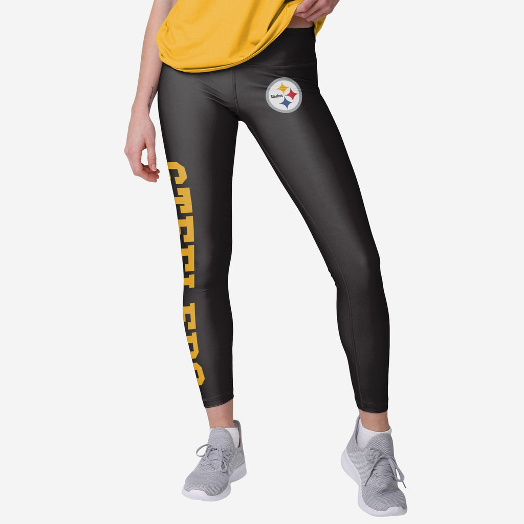 Pittsburgh Steelers Womens Solid Big Wordmark Legging FOCO S - FOCO.com