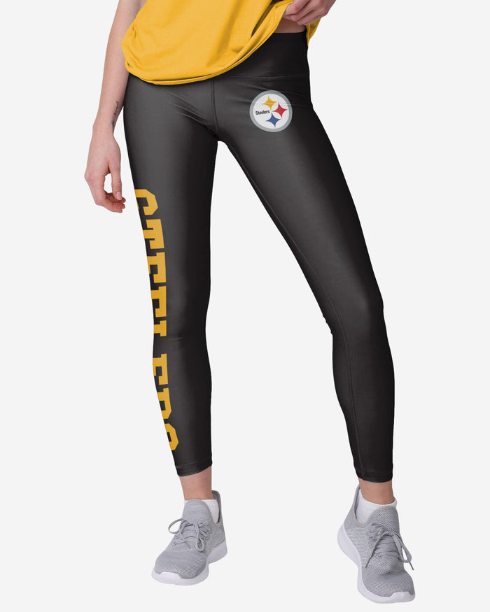 Pittsburgh Steelers Womens Solid Big Wordmark Legging FOCO S - FOCO.com