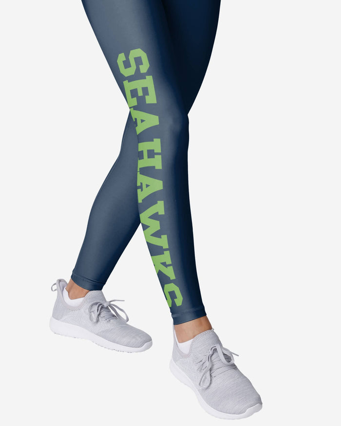 Seattle Seahawks Womens Solid Big Wordmark Legging FOCO - FOCO.com