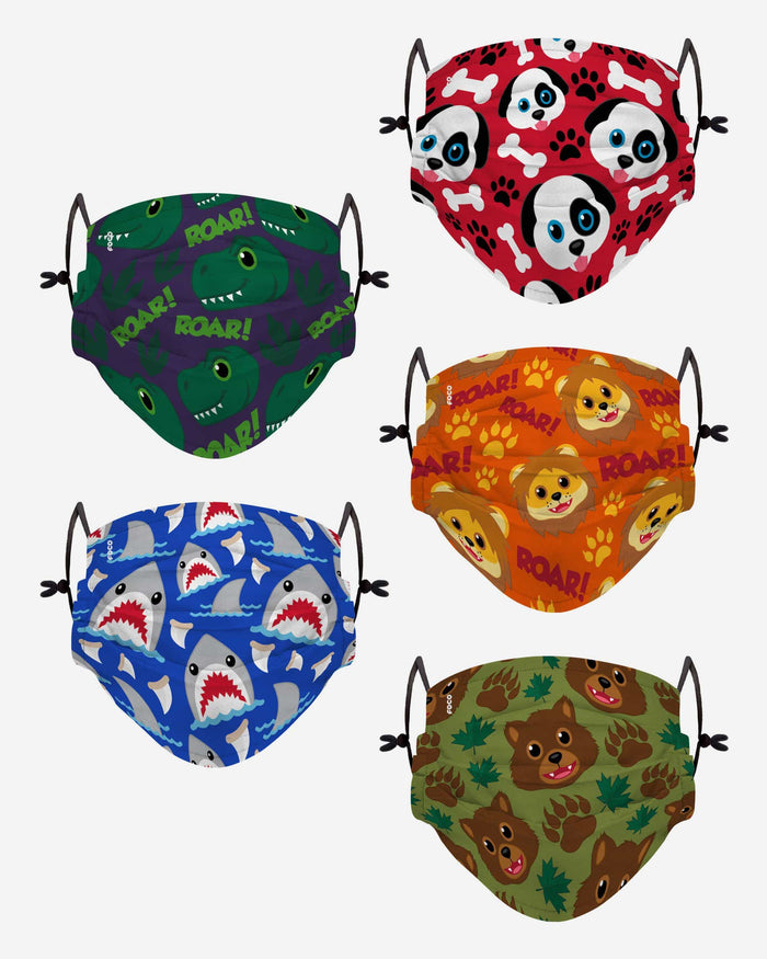 Animal Bright Pack Youth Adjustable 5 Pack Face Cover FOCO - FOCO.com
