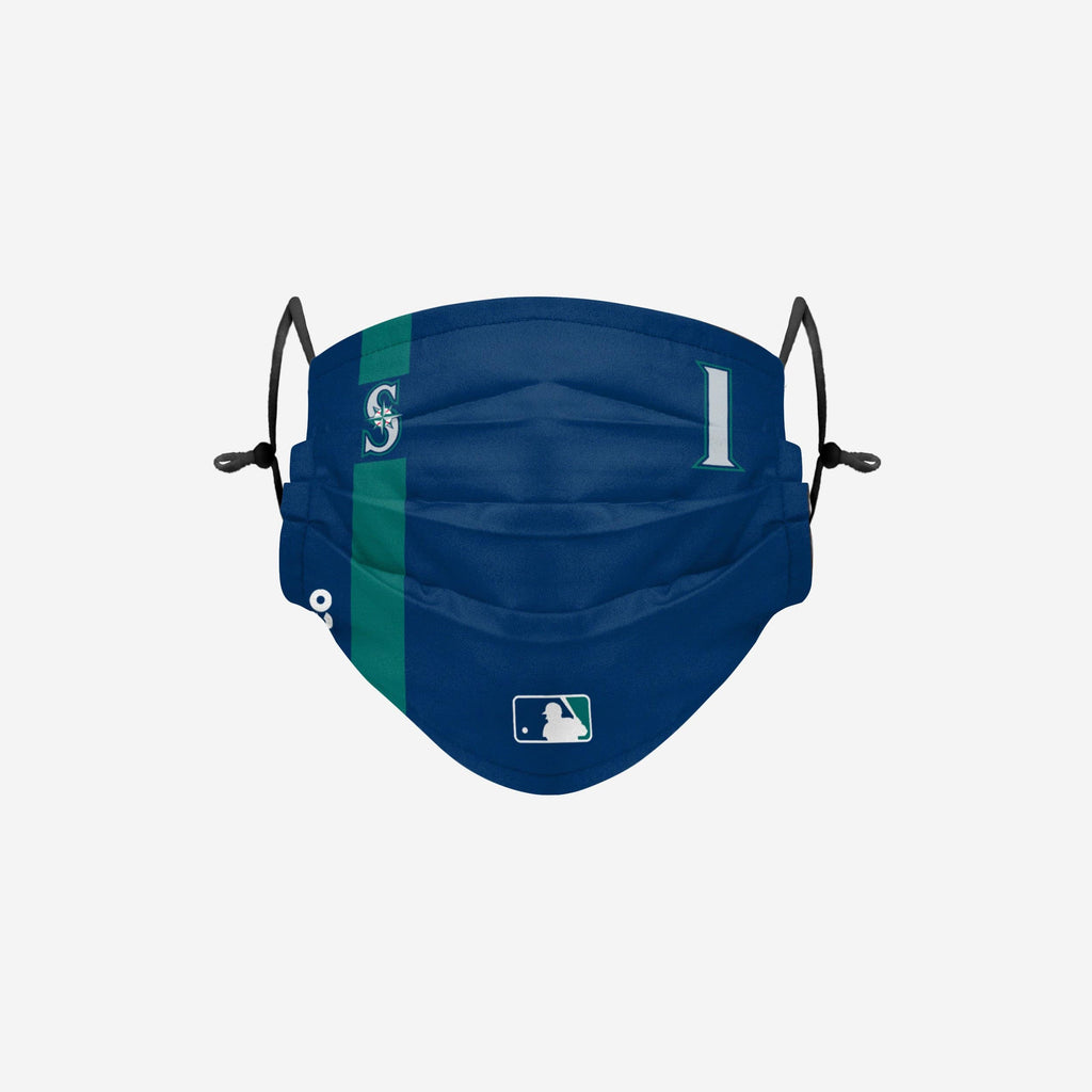 Kyle Lewis Seattle Mariners On-Field Adjustable Navy & Teal Face Cover FOCO - FOCO.com