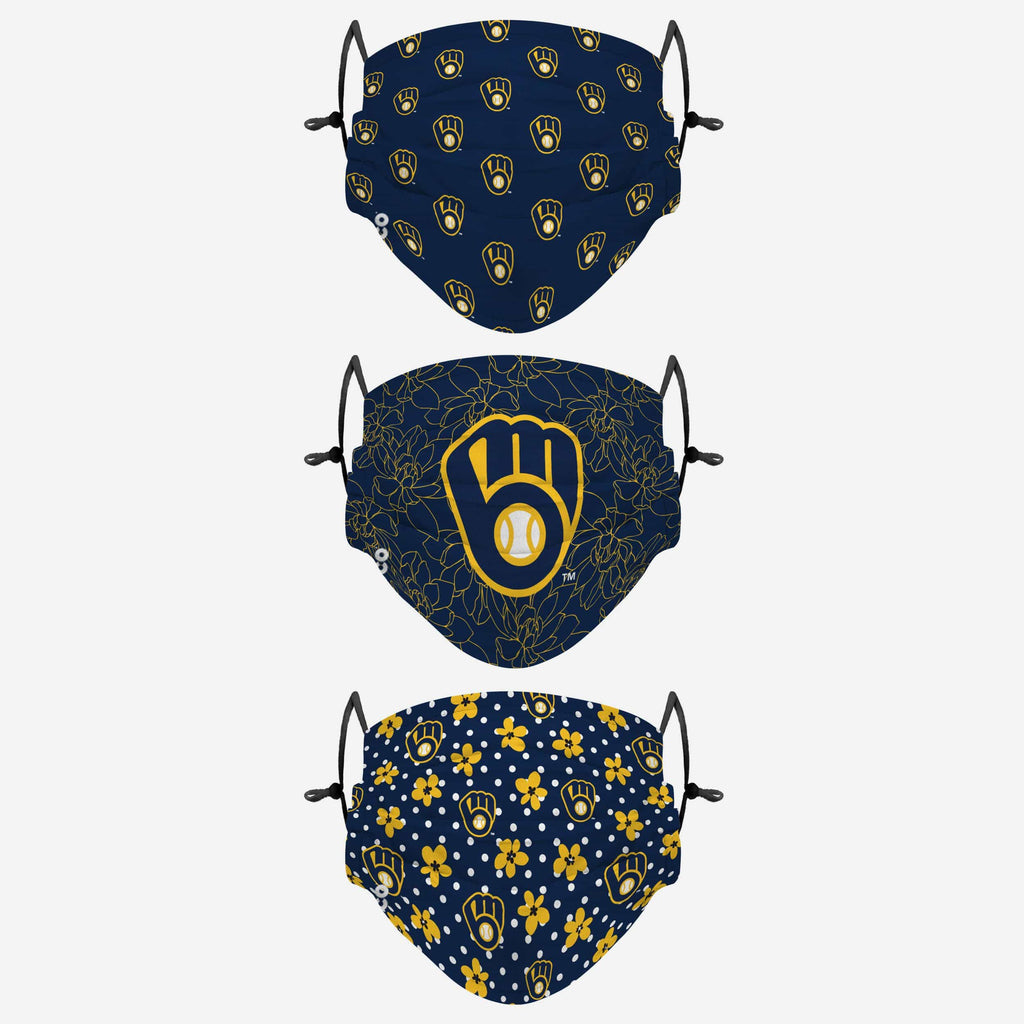 Milwaukee Brewers Gameday Gardener 3 Pack Face Cover FOCO - FOCO.com