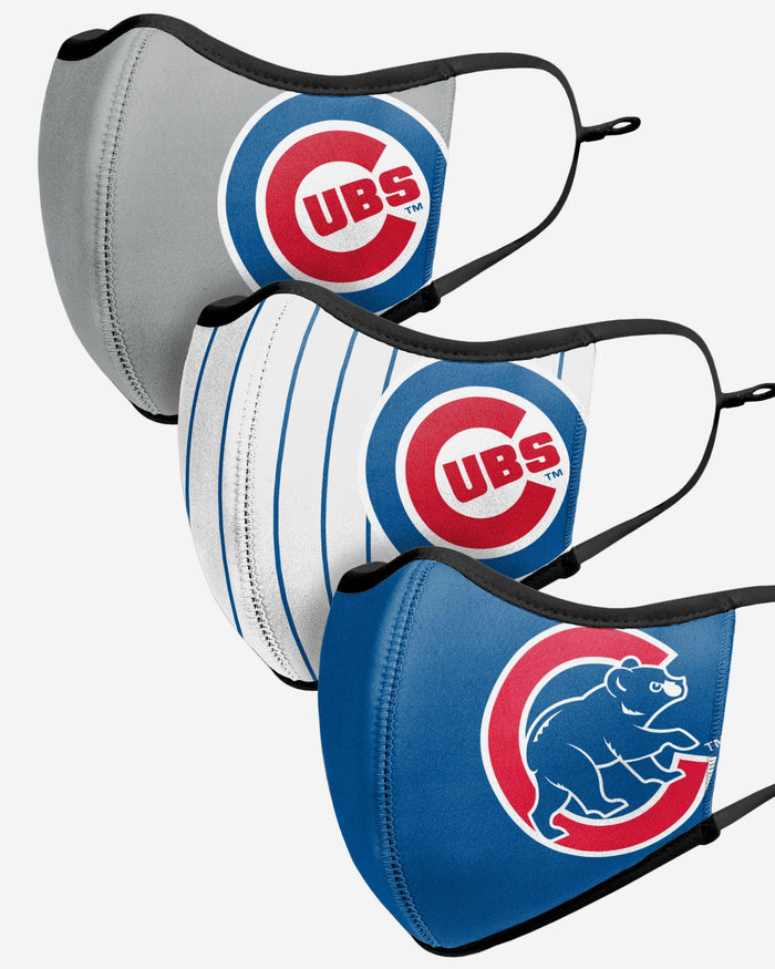 Chicago Cubs Sport 3 Pack Face Cover FOCO - FOCO.com