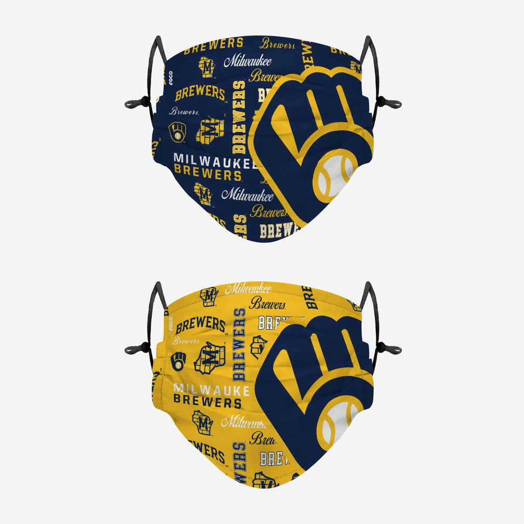 Milwaukee Brewers Logo Rush Adjustable 2 Pack Face Cover FOCO - FOCO.com