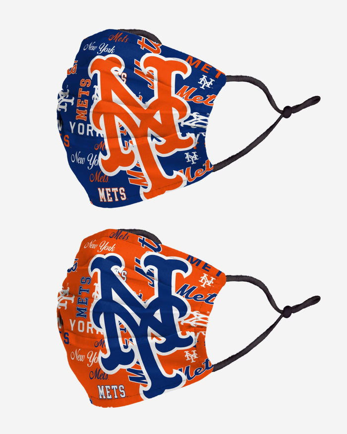 New York Mets Logo Rush Adjustable 2 Pack Face Cover FOCO - FOCO.com