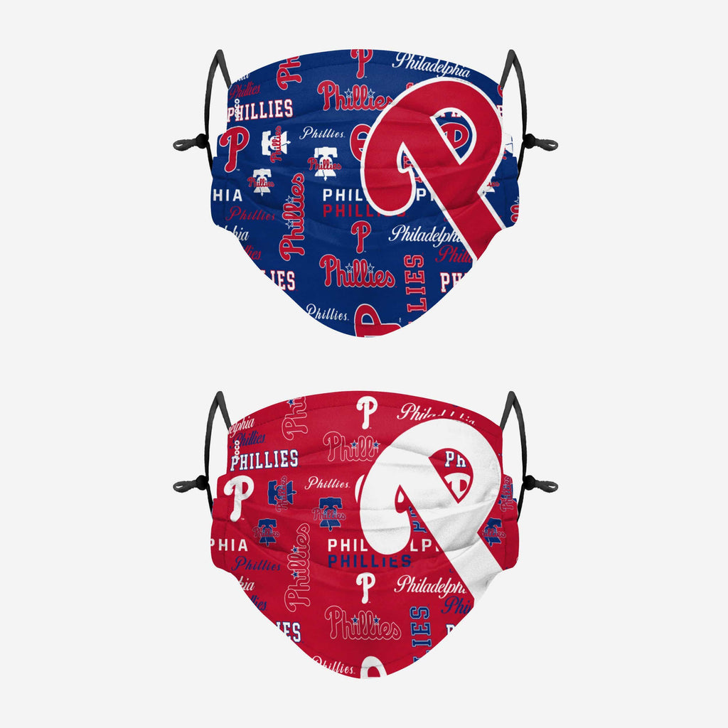 Philadelphia Phillies Logo Rush Adjustable 2 Pack Face Cover FOCO - FOCO.com