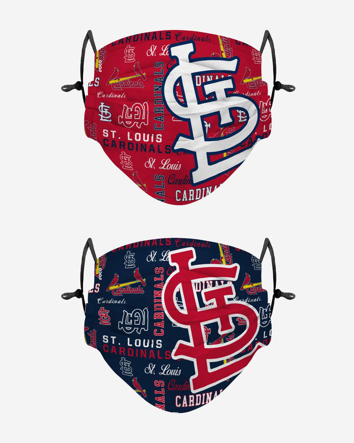 St Louis Cardinals Logo Rush Adjustable 2 Pack Face Cover FOCO - FOCO.com