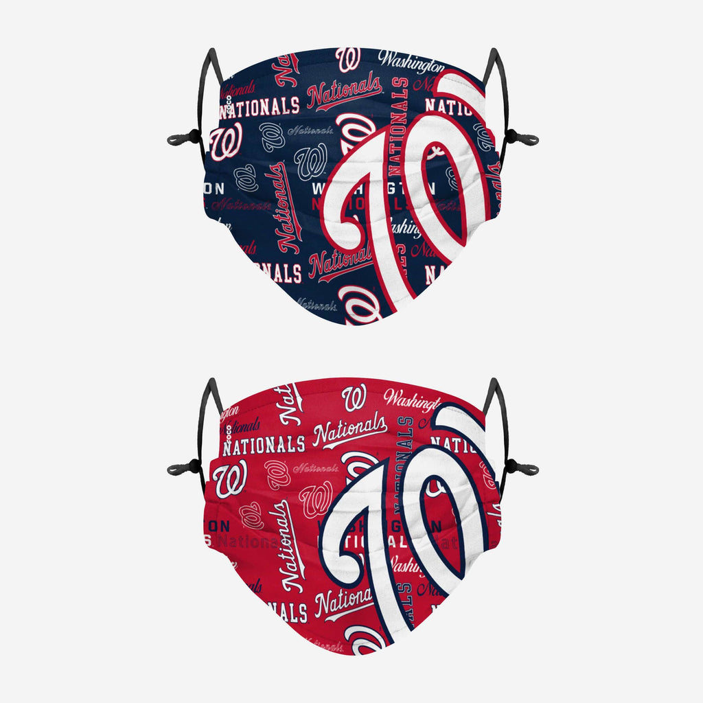 Washington Nationals Logo Rush Adjustable 2 Pack Face Cover FOCO - FOCO.com