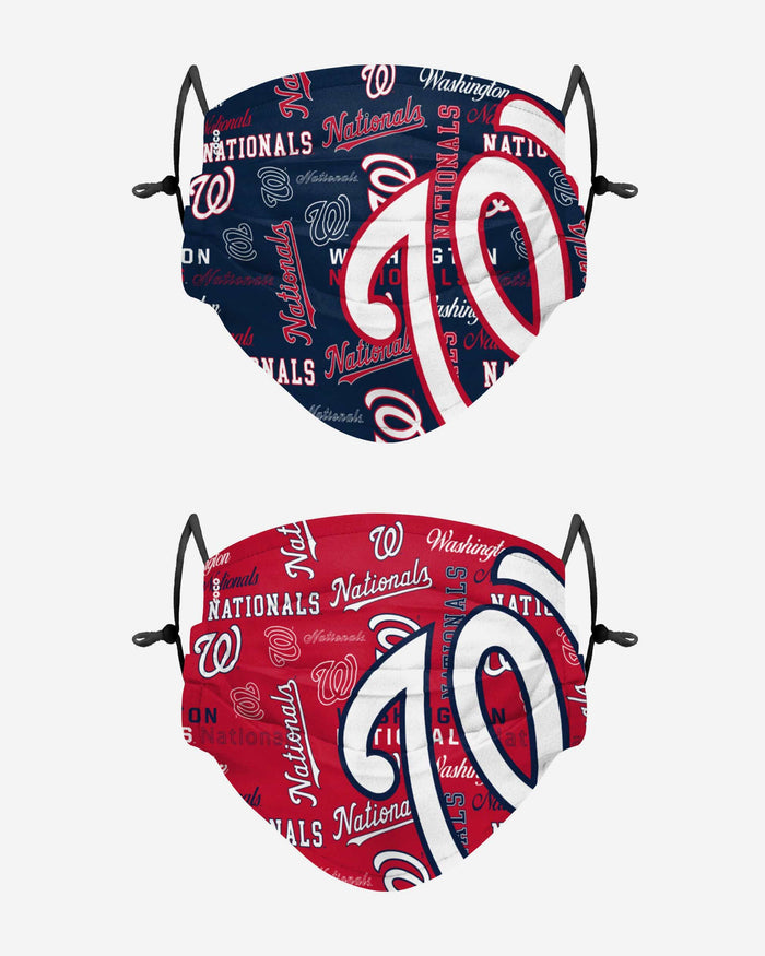 Washington Nationals Logo Rush Adjustable 2 Pack Face Cover FOCO - FOCO.com