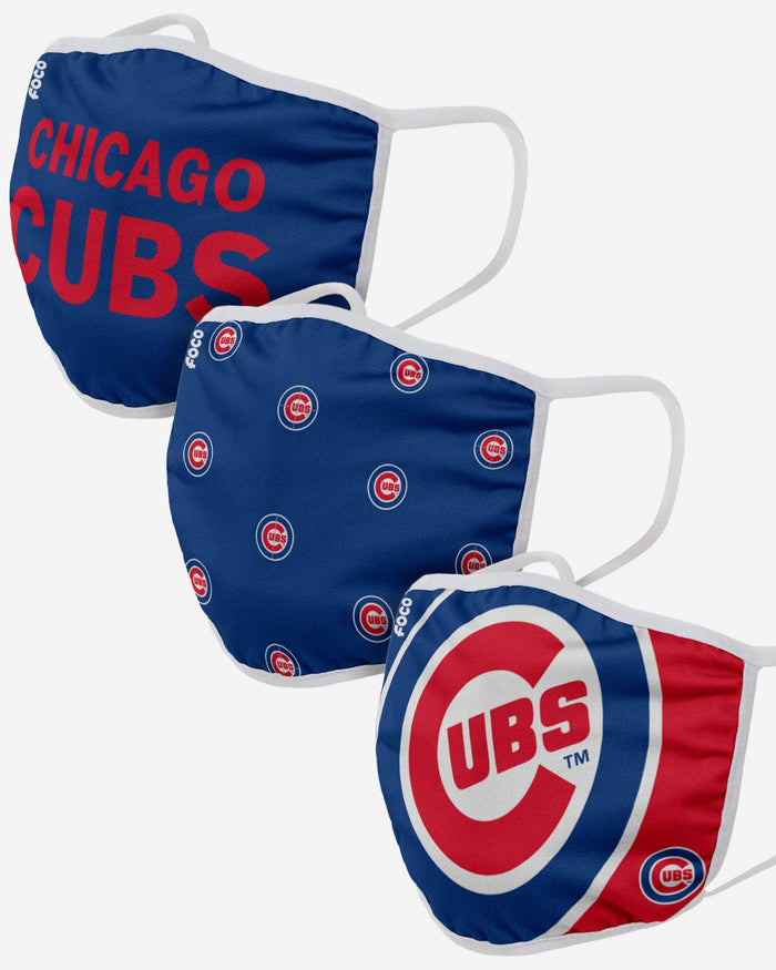 Chicago Cubs 3 Pack Face Cover FOCO Adult - FOCO.com