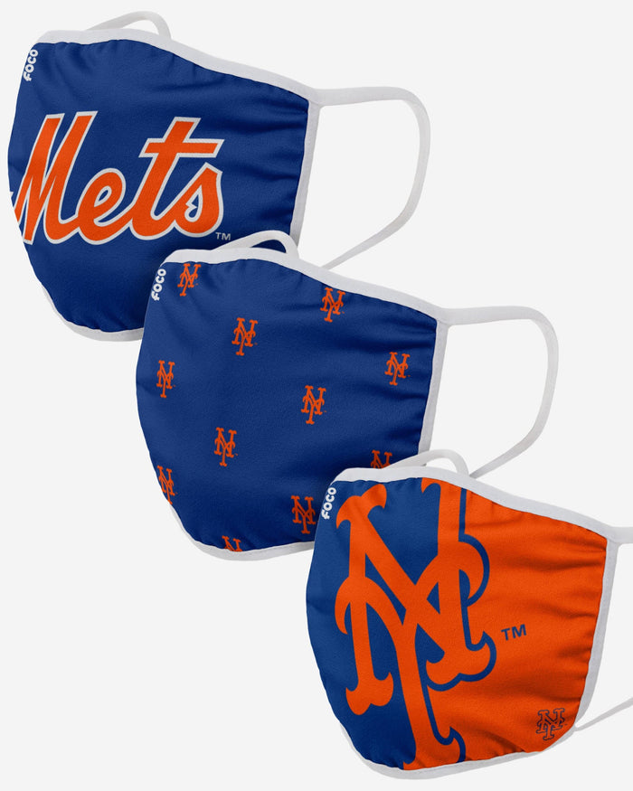 New York Mets 3 Pack Face Cover FOCO Adult - FOCO.com