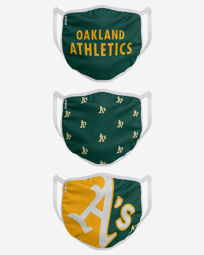 Oakland Athletics 3 Pack Face Cover FOCO - FOCO.com