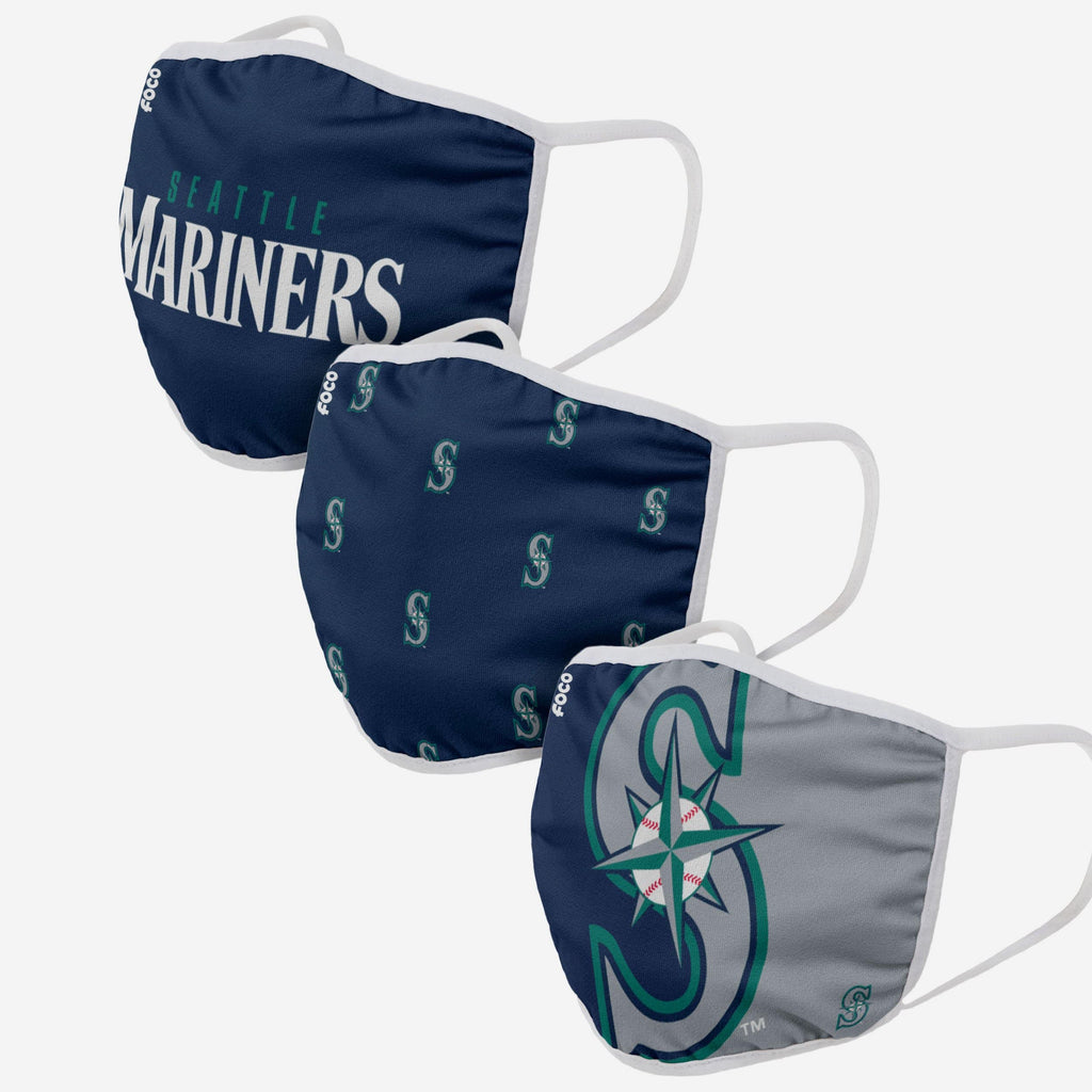 Seattle Mariners 3 Pack Face Cover FOCO Adult - FOCO.com