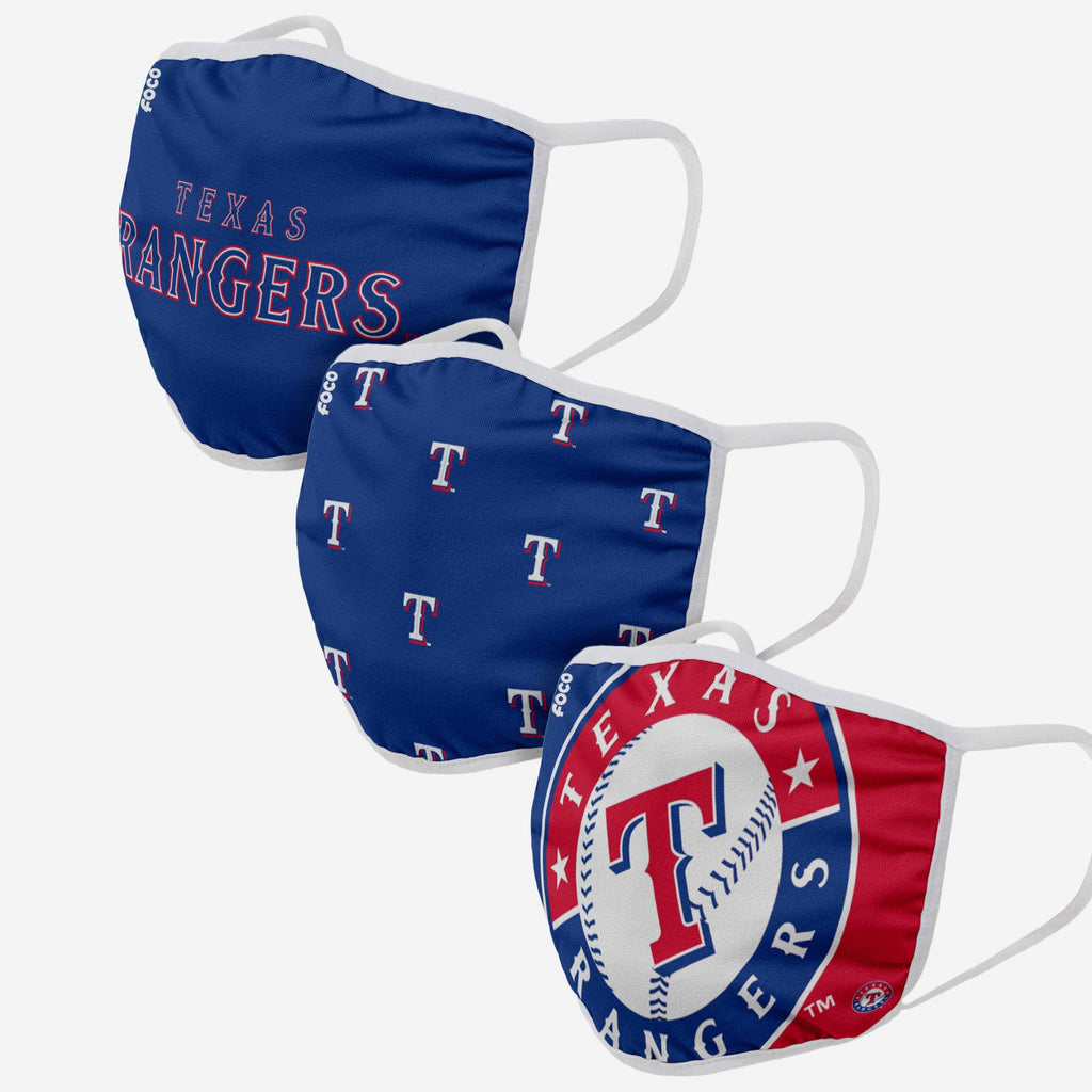 Texas Rangers 3 Pack Face Cover FOCO Adult - FOCO.com