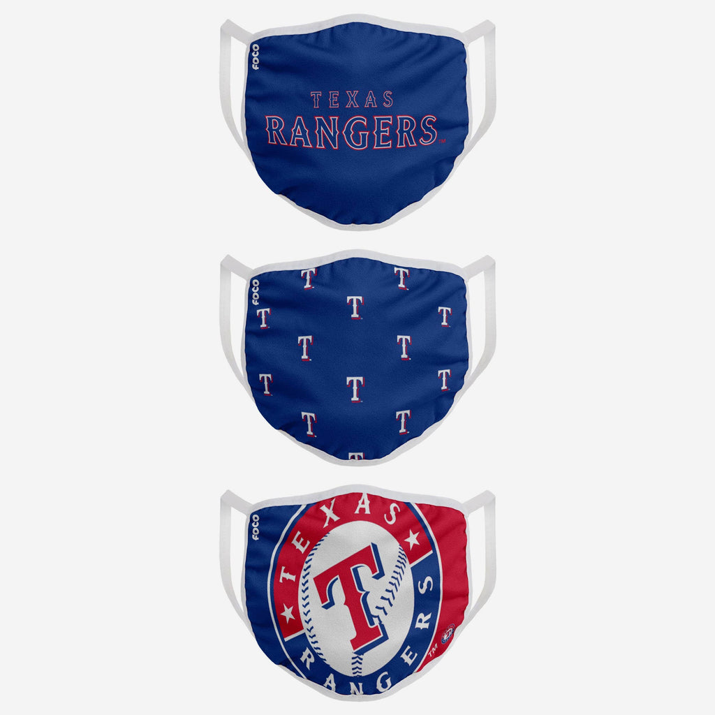 Texas Rangers 3 Pack Face Cover FOCO